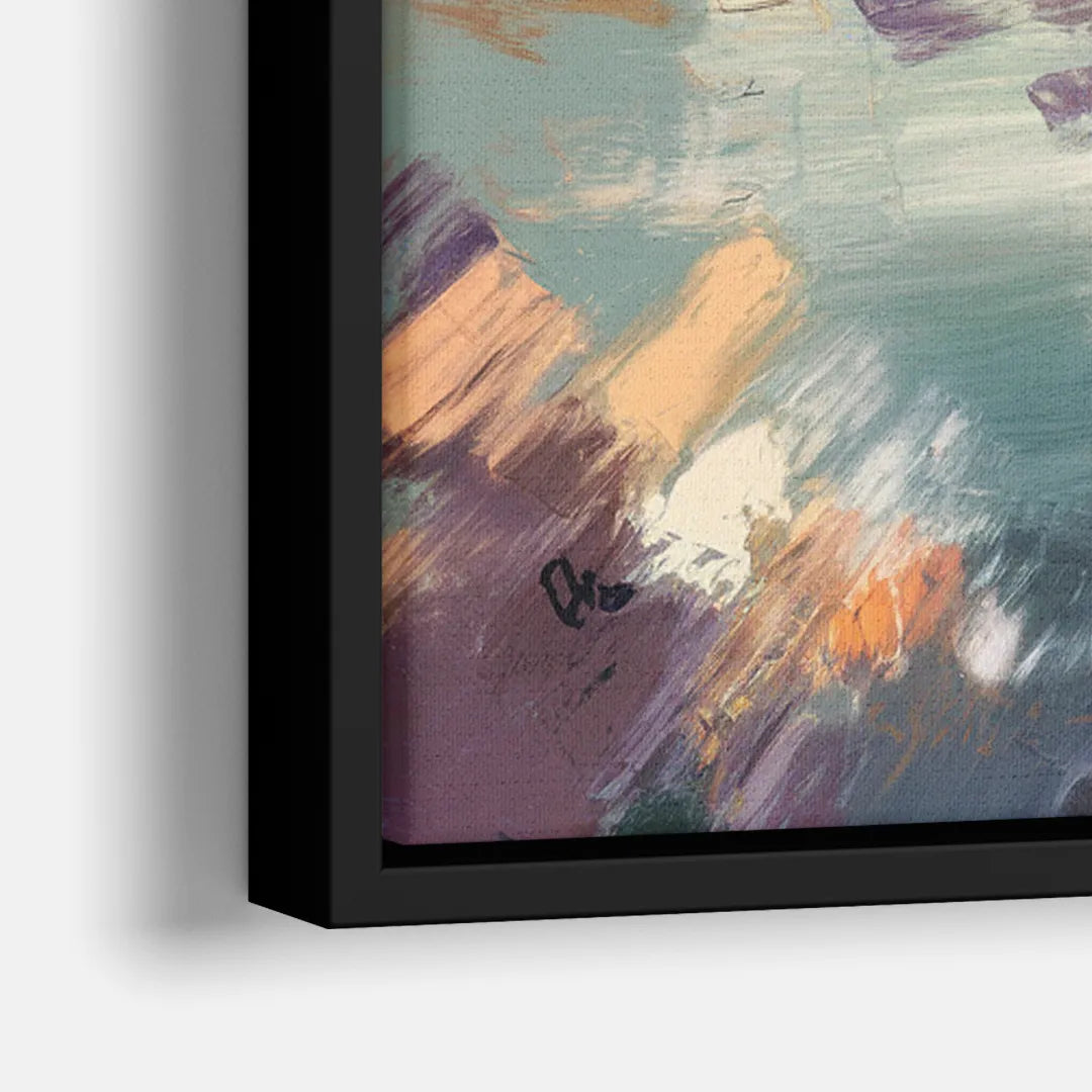 Philadelphia Skyline Reflections - Close-Up Black Frame Canvas