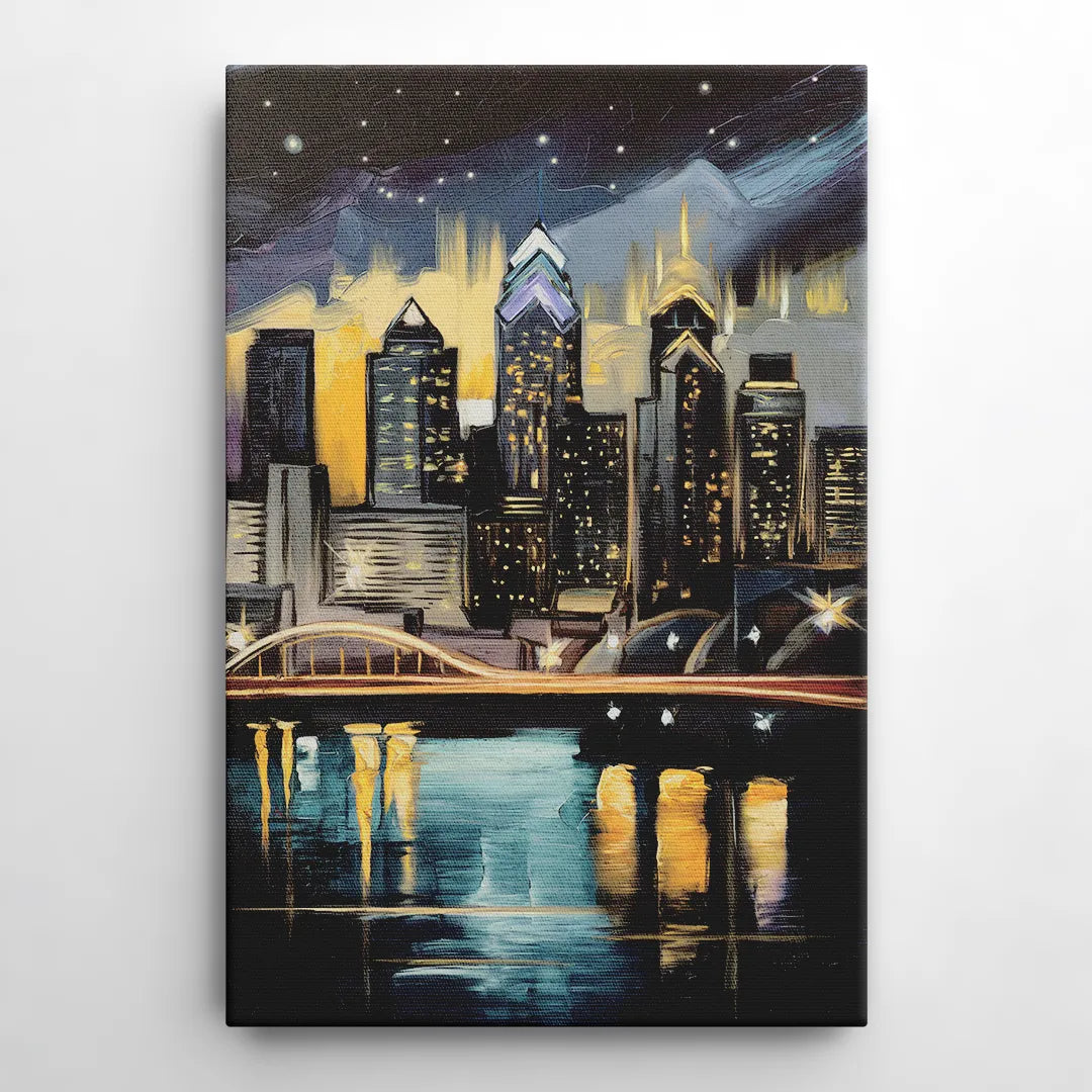 Philadelphia Skyline at Night - Canvas Wall Art