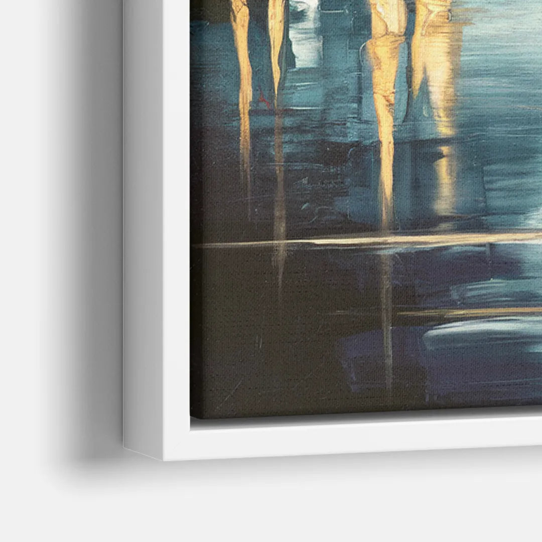 Philadelphia Skyline at Night - Close-Up White Frame Canvas