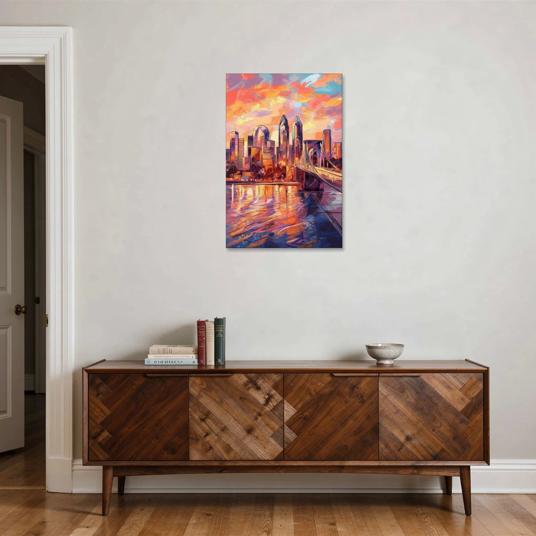 Philadelphia Skyline at Sunset - Canvas Wall Art - Coffee Table - 24x36