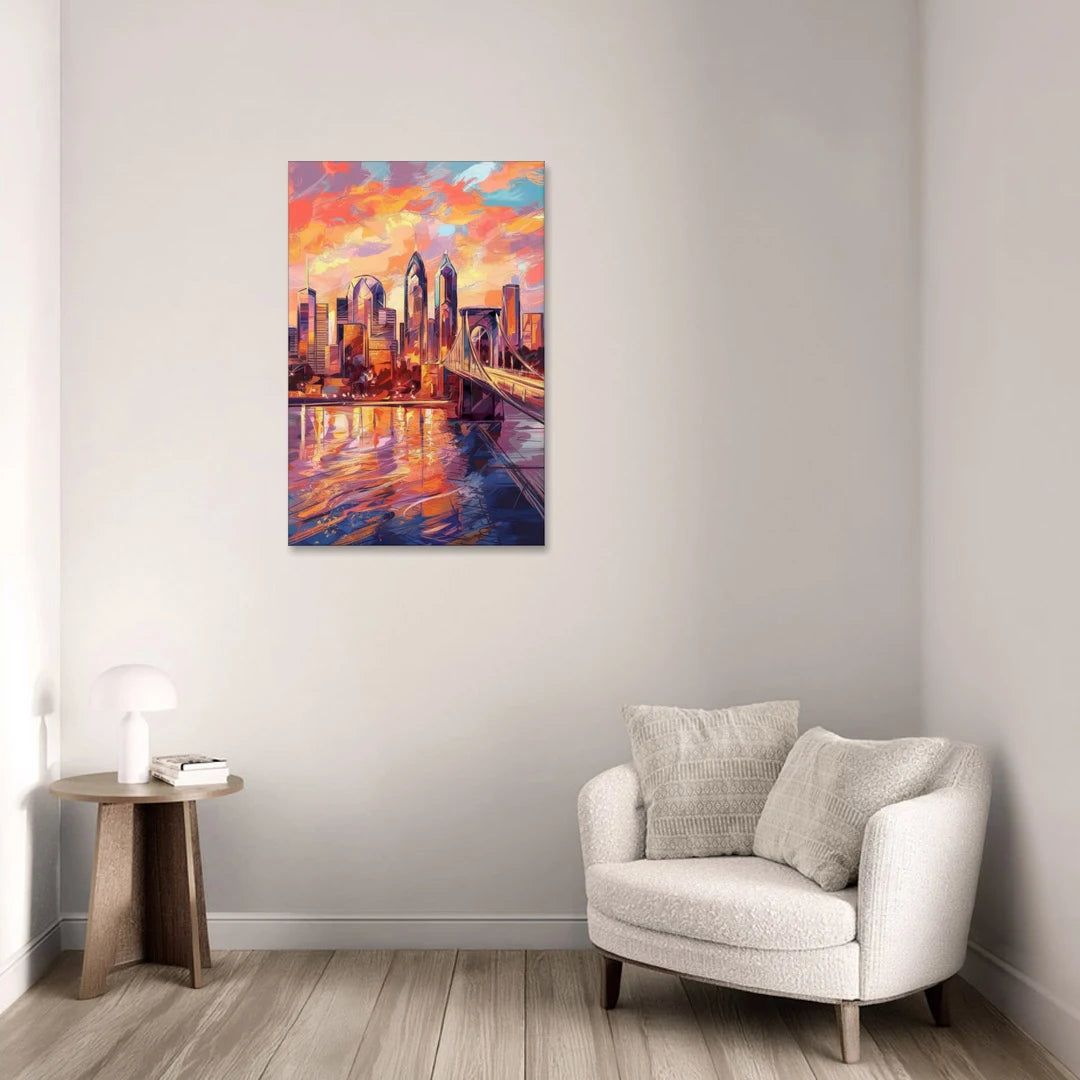 Philadelphia Skyline at Sunset - Canvas Wall Art - Sofa - 24x36