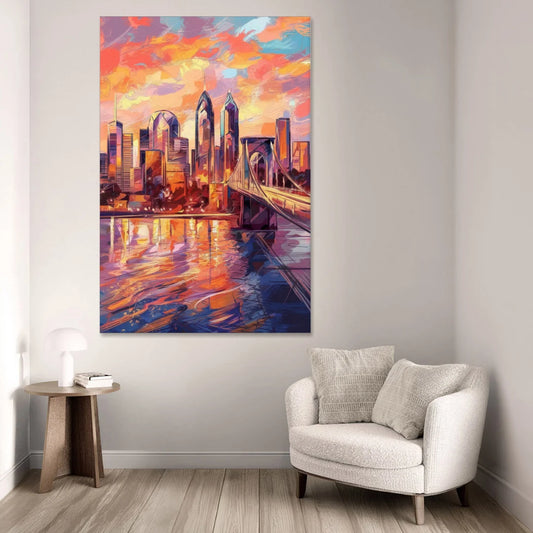 Philadelphia Skyline at Sunset - Canvas Wall Art - Sofa - 40x60
