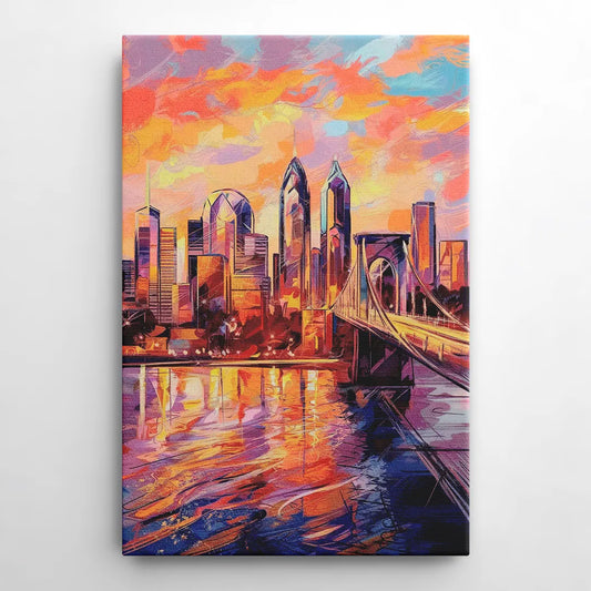 Philadelphia Skyline at Sunset - Canvas Wall Art