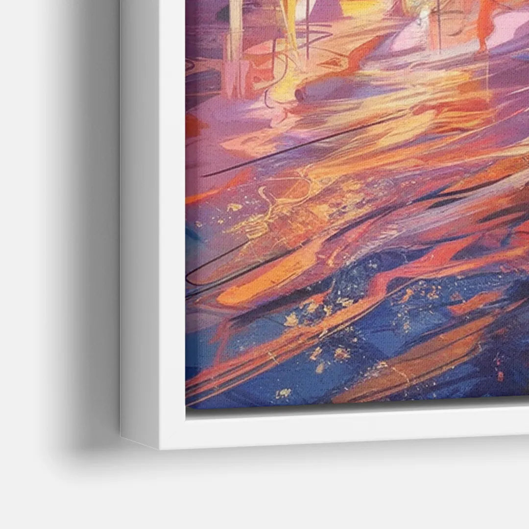 Philadelphia Skyline at Sunset - Close-Up White Frame Canvas