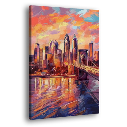 Philadelphia Skyline at Sunset Side - Canvas Wall Art