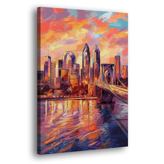 Philadelphia Skyline at Sunset Side - Canvas Wall Art
