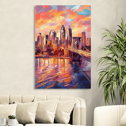 Philadelphia Skyline at Sunset Sitting Room - Canvas Wall Art