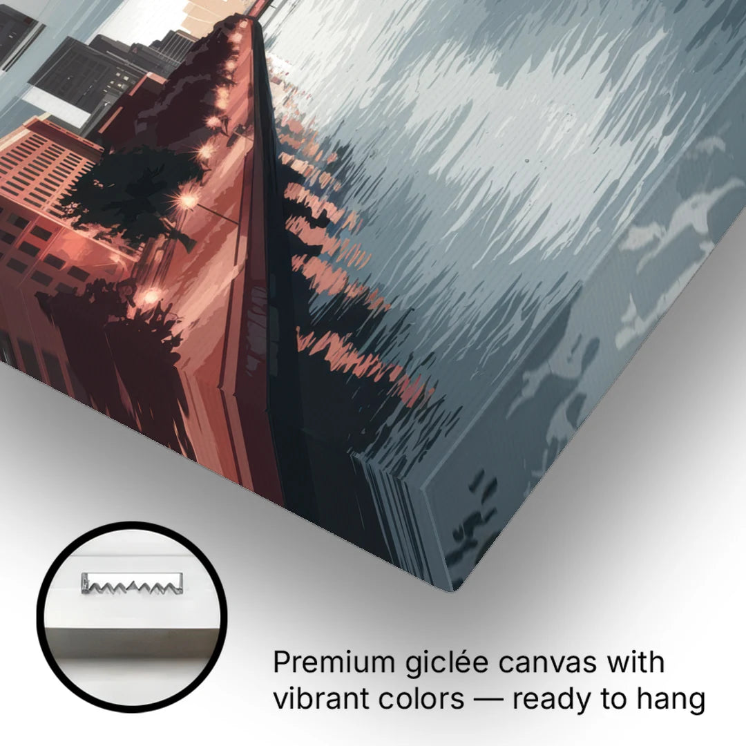 Philadelphia Skyline in Fog - Canvas Wall Art - Gallery Wrap Corner