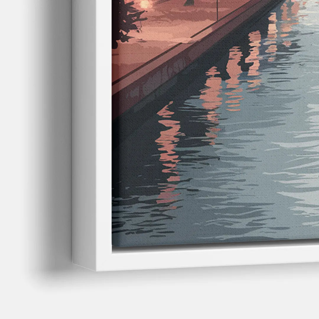 Philadelphia Skyline in Fog - Close-Up White Frame Canvas