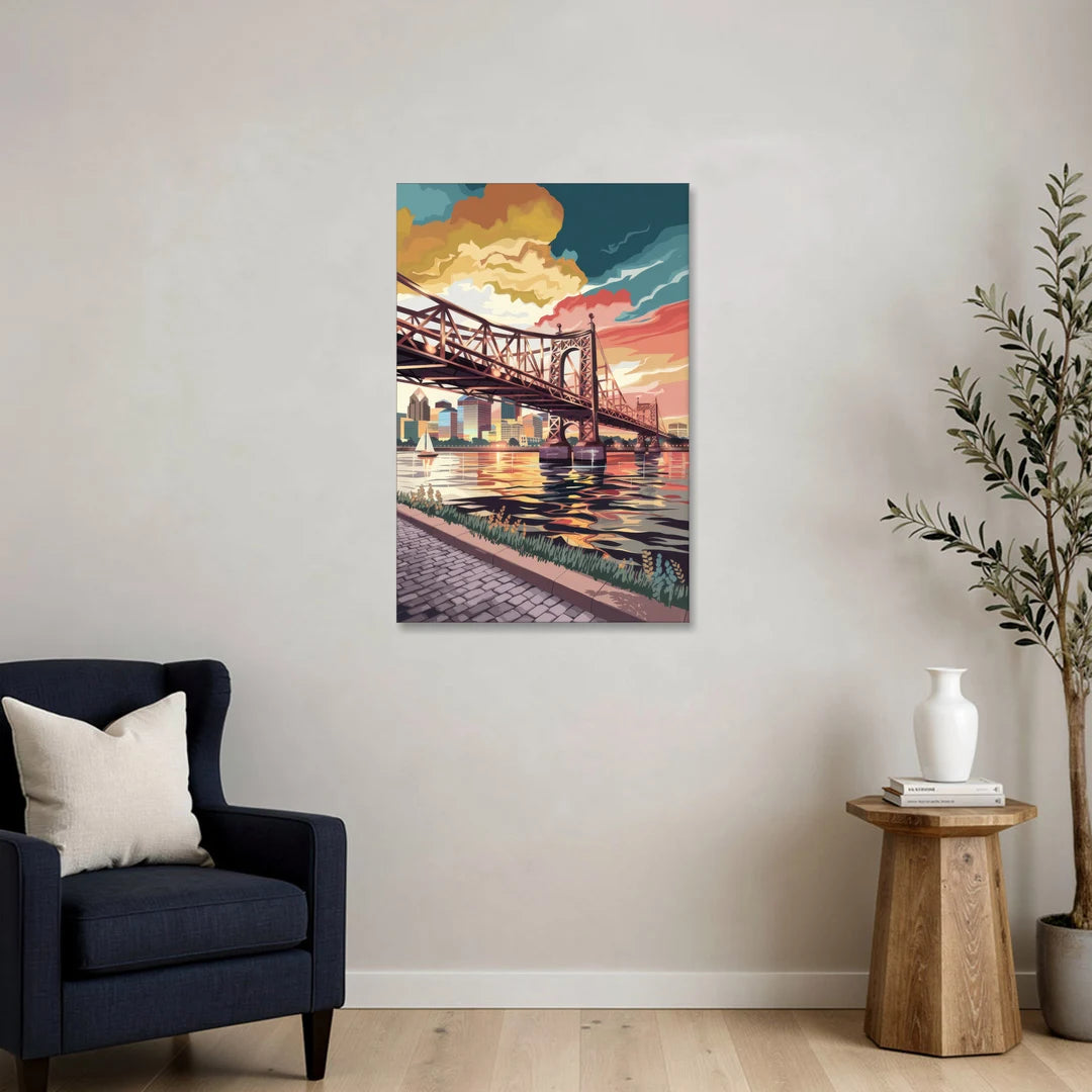 Philadelphia Waterfront - Canvas Wall Art - Sofa - 24x36