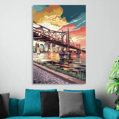 Philadelphia Waterfront Sitting Room - Canvas Wall Art