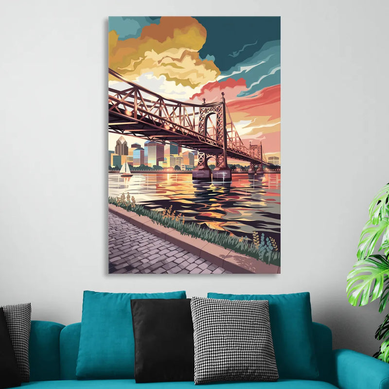 Philadelphia Waterfront Sitting Room - Canvas Wall Art