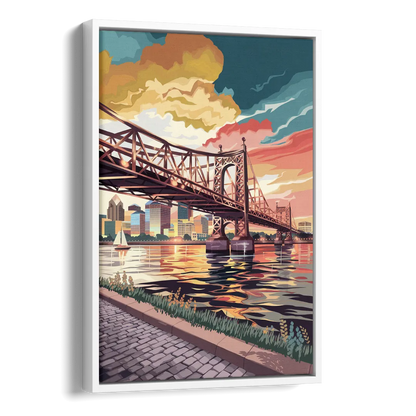 Philadelphia Waterfront Side - White Canvas Wall Art
