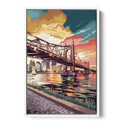 Philadelphia Waterfront Front - White Canvas Wall Art