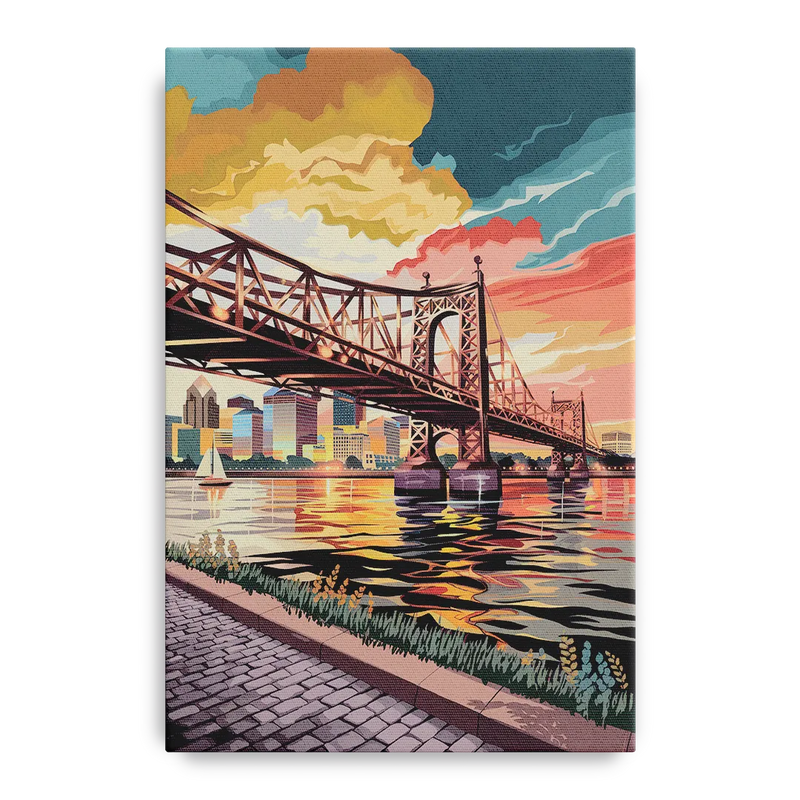 Philadelphia Waterfront Front - Canvas Wall Art
