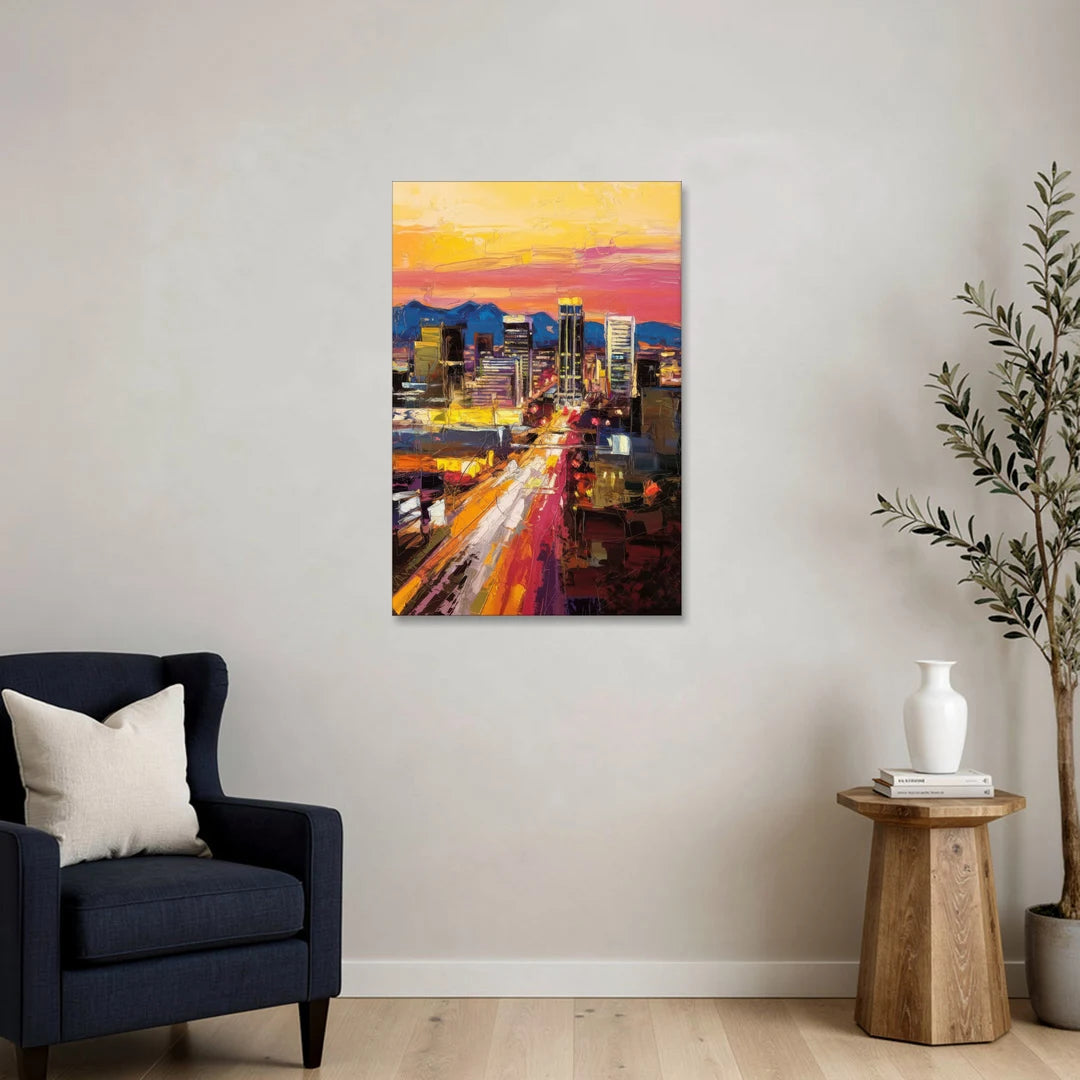 Phoenix Arizona Downtown Lights - Canvas Wall Art - Sofa - 24x36