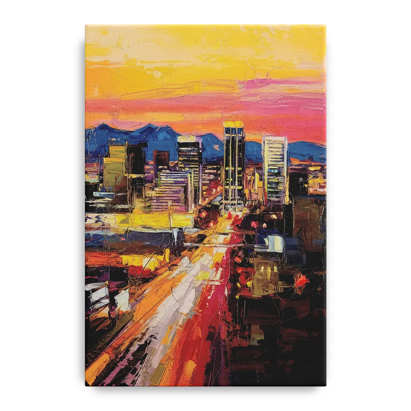 Phoenix Arizona Downtown Lights Front - Canvas Wall Art