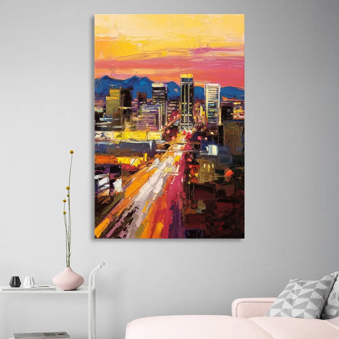 Phoenix Arizona Downtown Lights Sitting Room - Canvas Wall Art