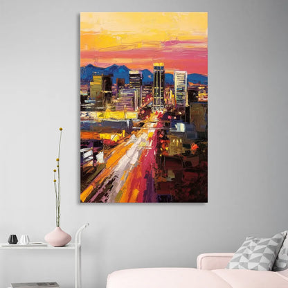 Phoenix Arizona Downtown Lights Sitting Room - Canvas Wall Art