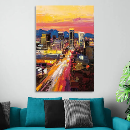 Phoenix Arizona Downtown Lights Living Room - Canvas Wall Art