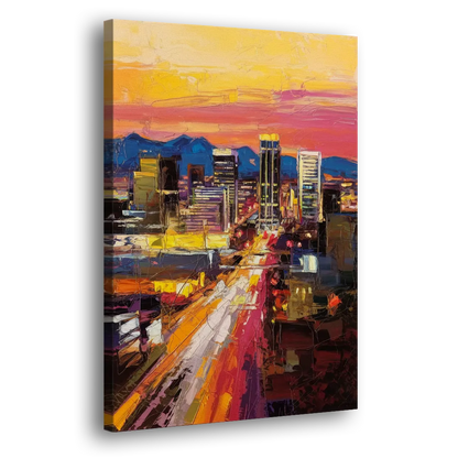 Phoenix Arizona Downtown Lights Side - Canvas Wall Art