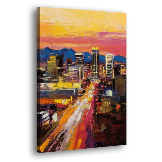 Phoenix Arizona Downtown Lights Side - Canvas Wall Art