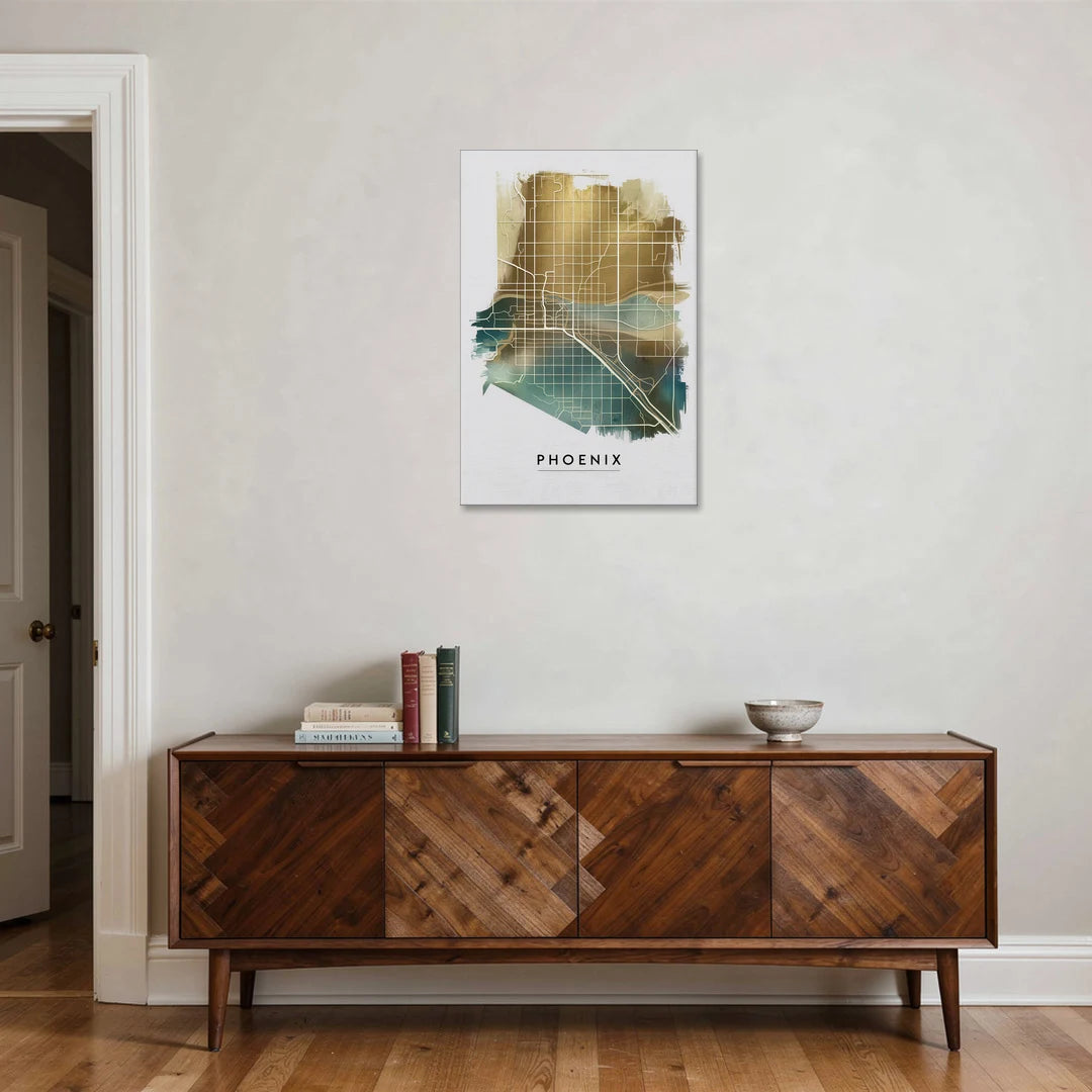 Phoenix Arizona Map Design - Canvas Wall Art - Coffee Table - 24x36