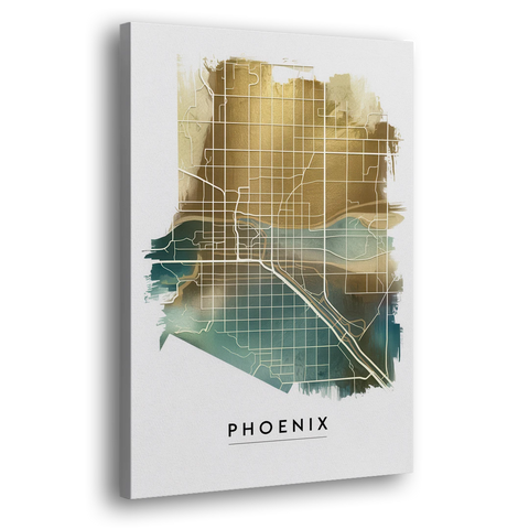 Phoenix Arizona Map Design - Canvas Wall Art - Side