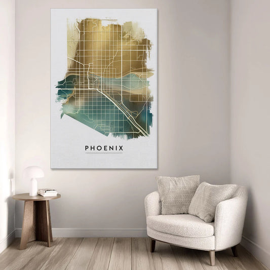 Phoenix Arizona Map Design - Canvas Wall Art - Sofa - 40x60