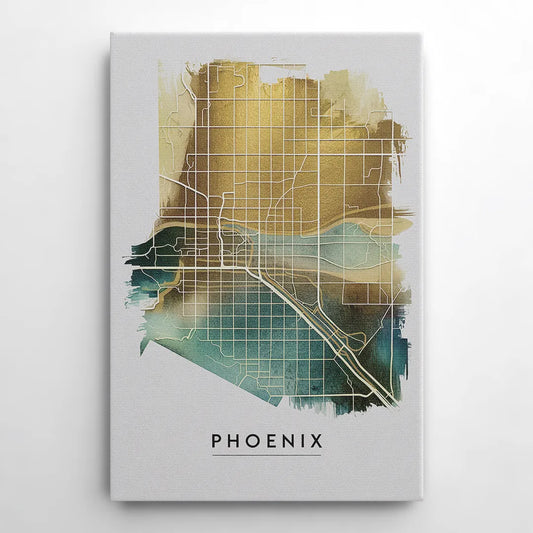 Phoenix Arizona Map Design - Canvas Wall Art