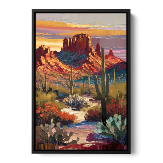Phoenix Arizona Mountainscape - Black Framed Canvas Wall Art - Front