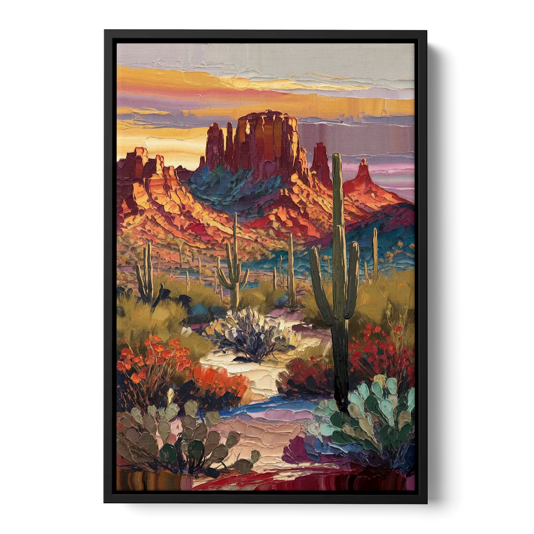 Phoenix Arizona Mountainscape Front - Black Canvas Wall Art