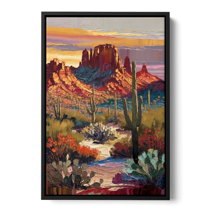 Phoenix Arizona Mountainscape Front - Black Canvas Wall Art