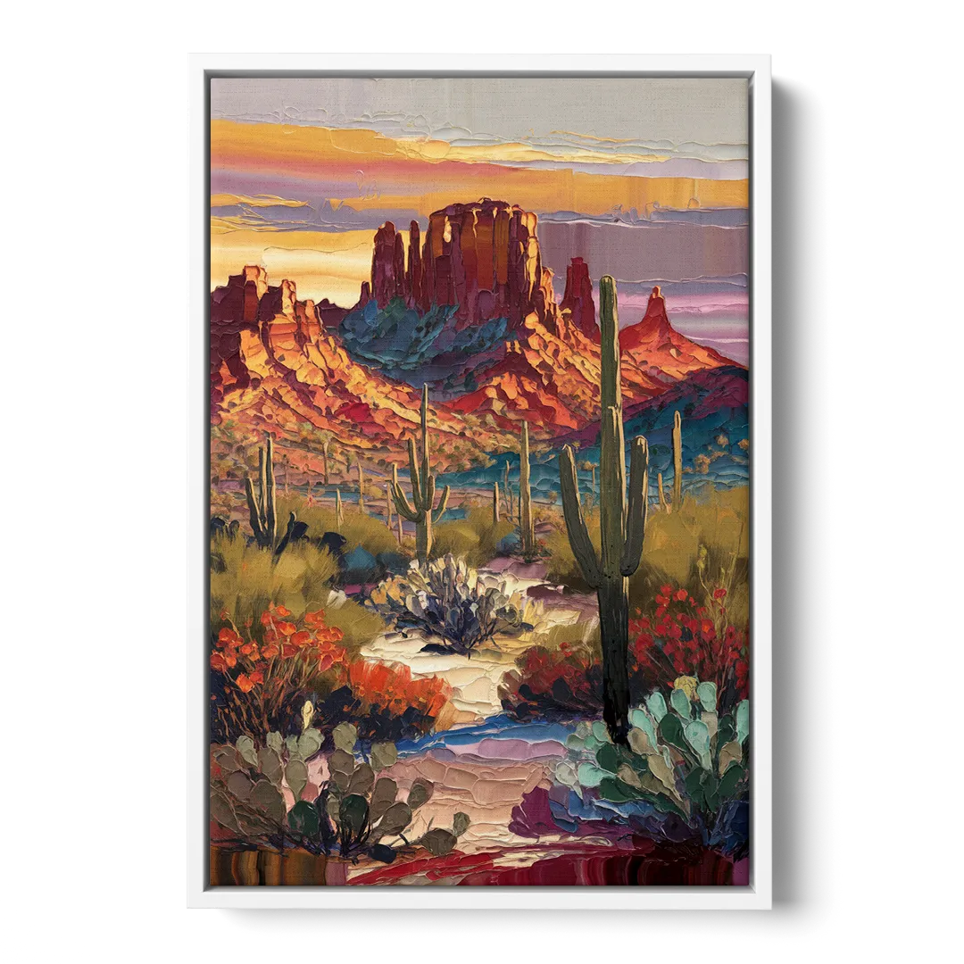 Phoenix Arizona Mountainscape Front - White Canvas Wall Art
