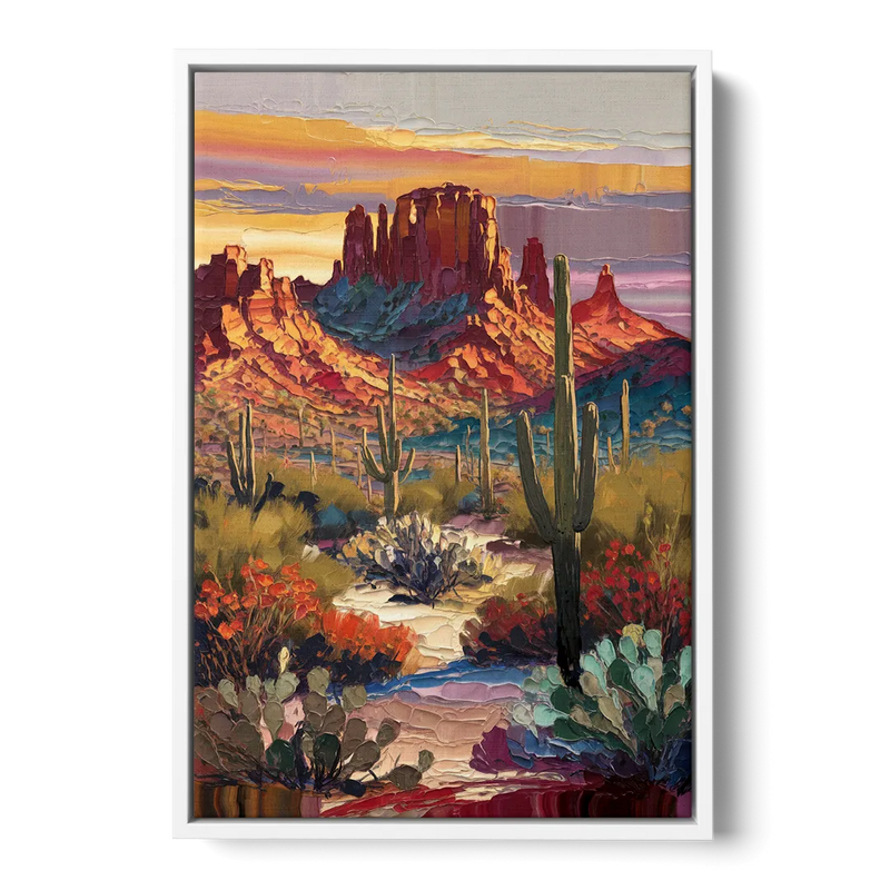 Phoenix Arizona Mountainscape Front - White Canvas Wall Art