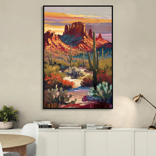Phoenix Arizona Mountainscape Living Room - Black Canvas Wall Art