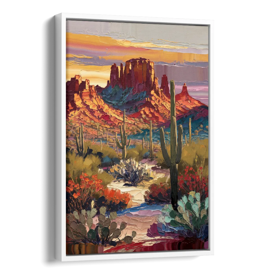 Phoenix Arizona Mountainscape Side - White Canvas Wall Art