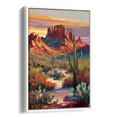 Phoenix Arizona Mountainscape Side - White Canvas Wall Art