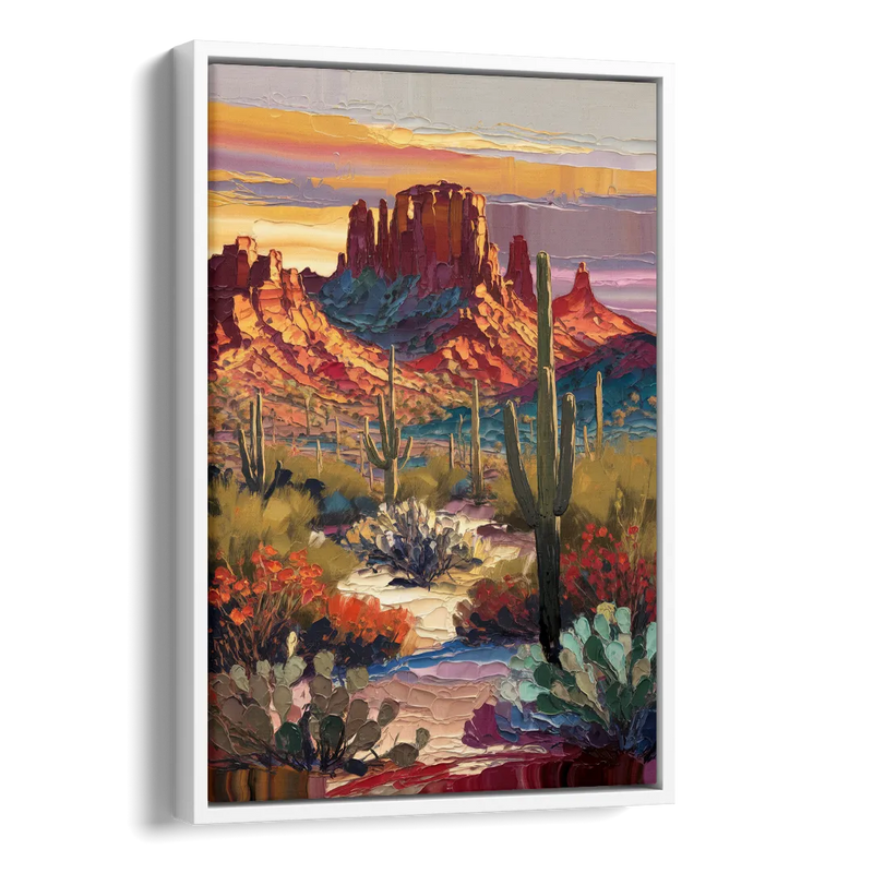 Phoenix Arizona Mountainscape Side - White Canvas Wall Art