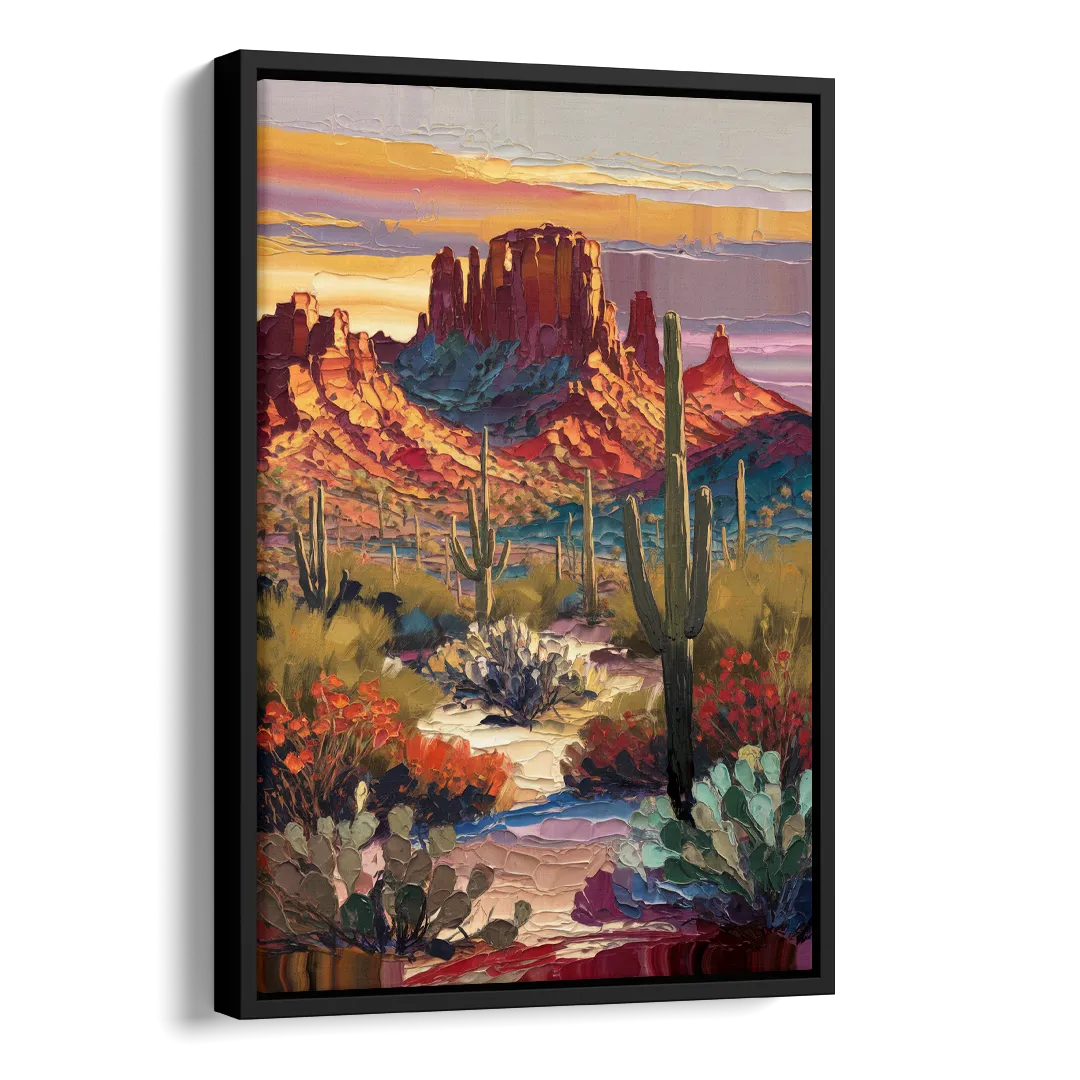 Phoenix Arizona Mountainscape Side - Black Canvas Wall Art