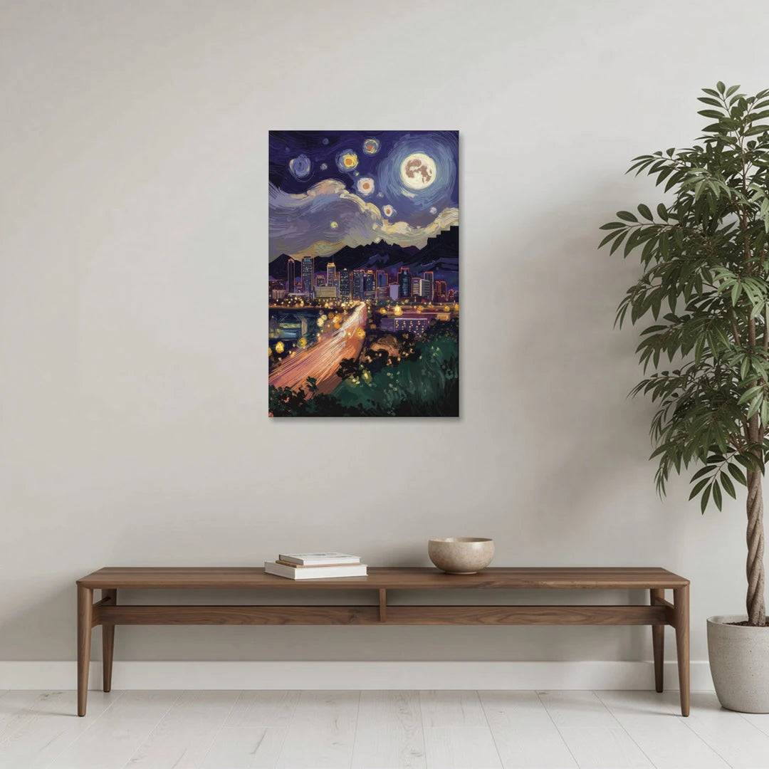 Phoenix Arizona Nightscape - Canvas Wall Art - Coffee Table - 24x36