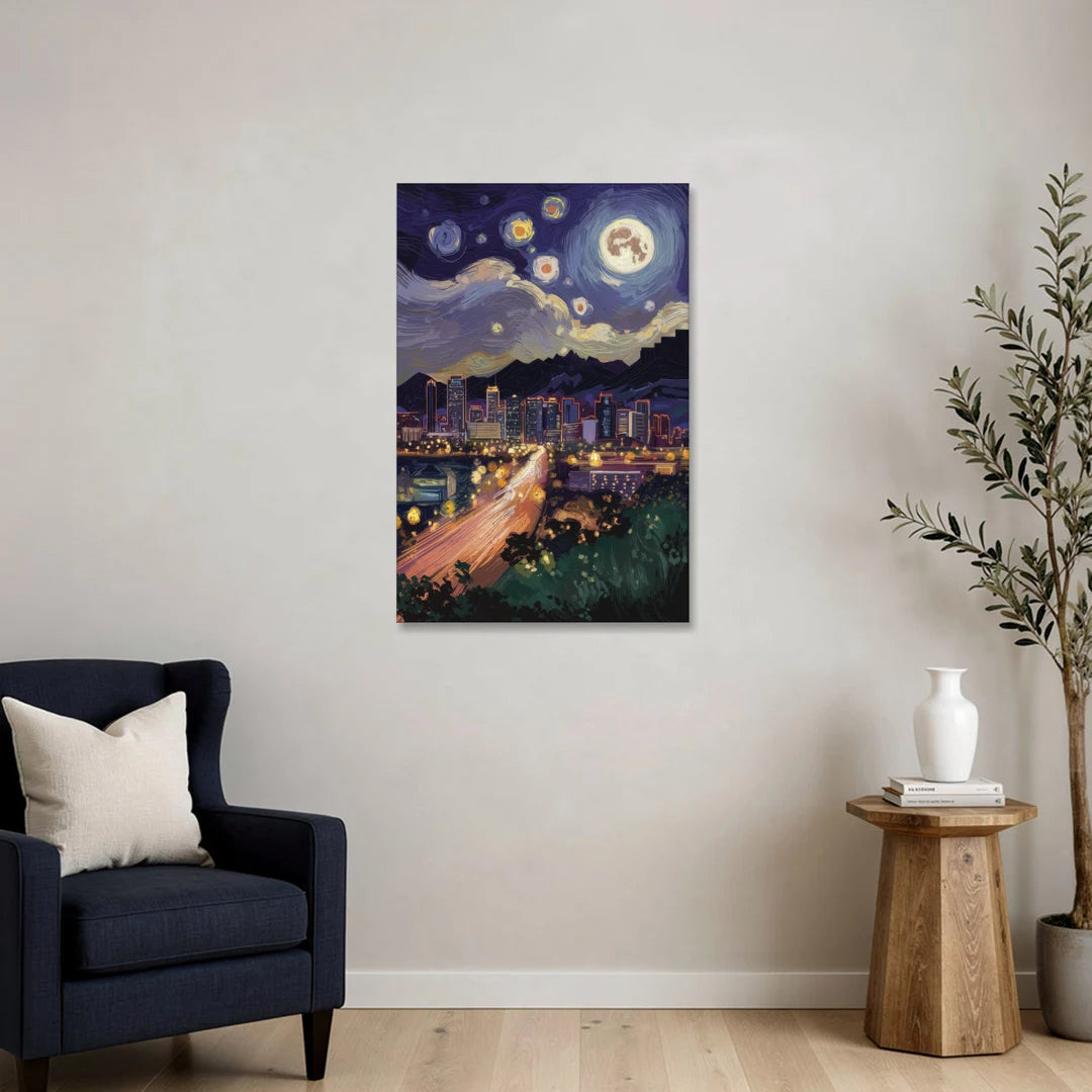 Phoenix Arizona Nightscape - Canvas Wall Art - Sofa - 24x36