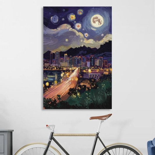 Phoenix Arizona Nightscape Living Room - Canvas Wall Art