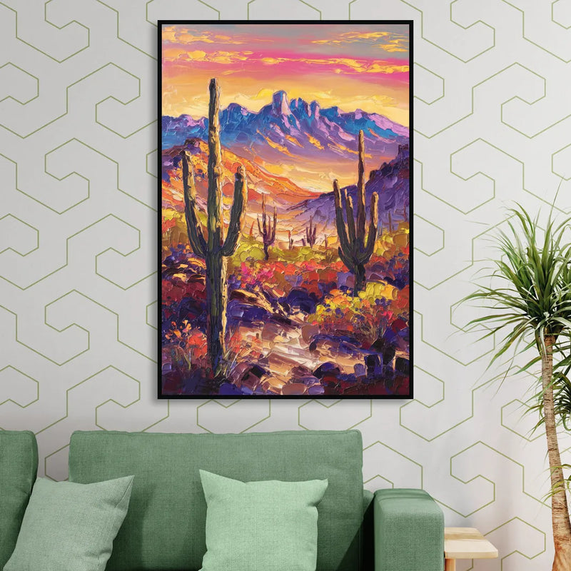 Phoenix Arizona Scenic Views Sitting Room - Black Canvas Wall Art