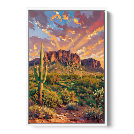 Phoenix Arizona Scenic Views - White Framed Canvas Wall Art - Front