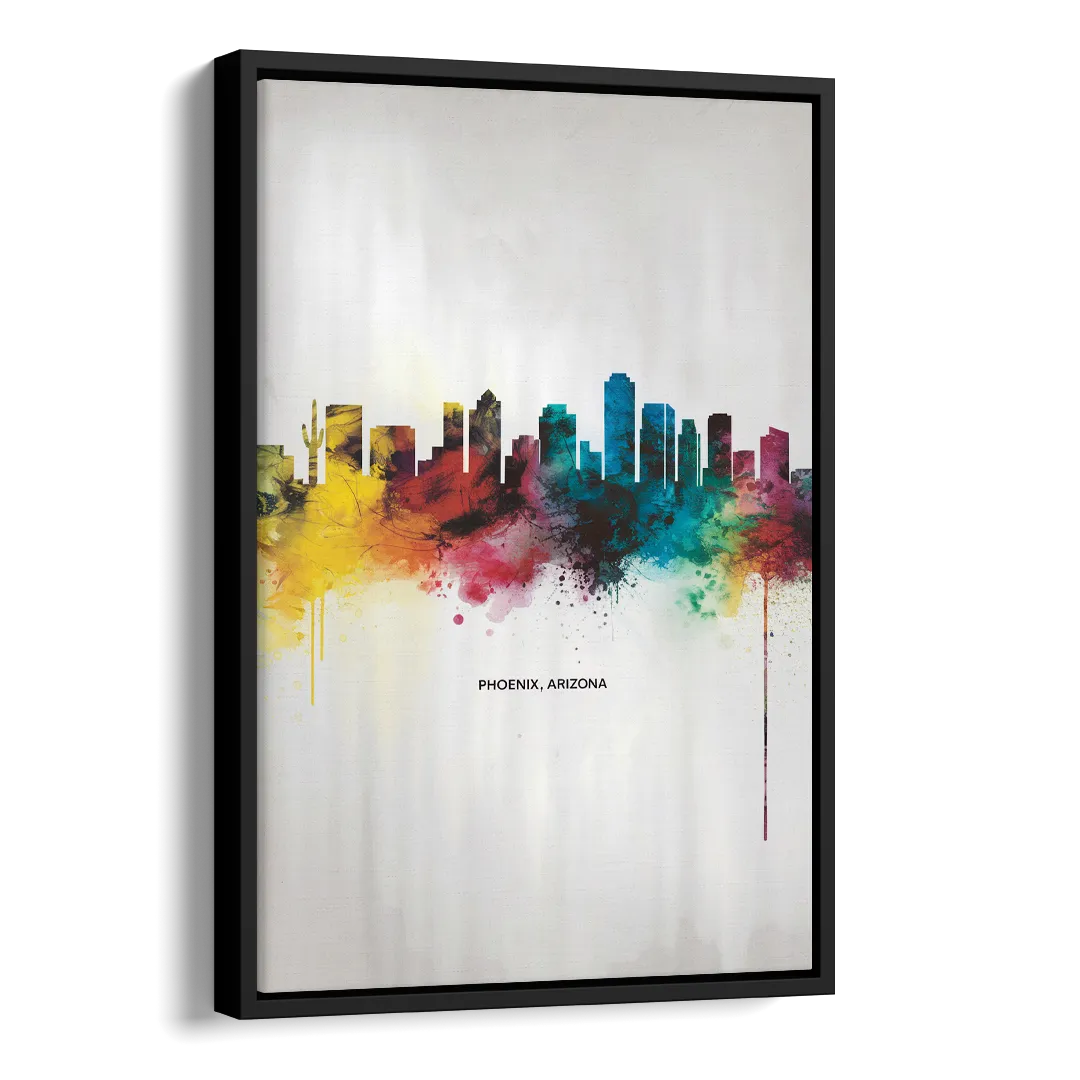 Phoenix Arizona Skyline View Side - Black Canvas Wall Art
