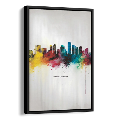 Phoenix Arizona Skyline View Side - Black Canvas Wall Art