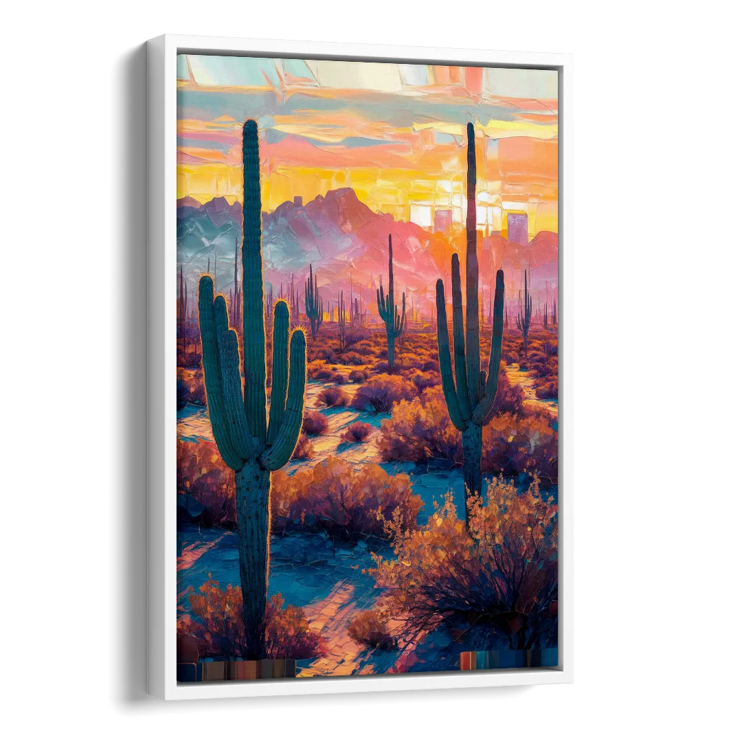 Phoenix Arizona Sunset Glow Side - White Canvas Wall Art