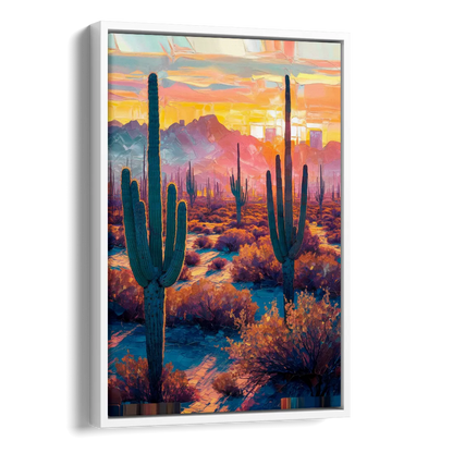 Phoenix Arizona Sunset Glow Side - White Canvas Wall Art