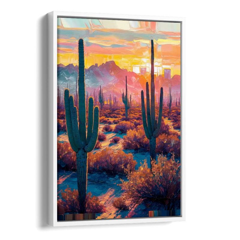 Phoenix Arizona Sunset Glow Side - White Canvas Wall Art